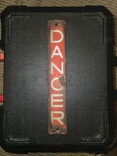 Vintage ENAMEL RED DANGER metal antique electricity SIGN 12” -Collectable