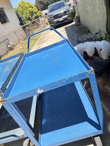 Blue Steel 2-Shelf Utility Cart/Shelf Truck w/ Push Handle on Casters