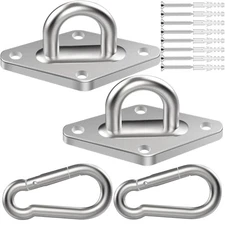 Hammock Hooks Pack, Heavy Duty Hammock Hanging Kit, M8 304 Stainless 2 Silver