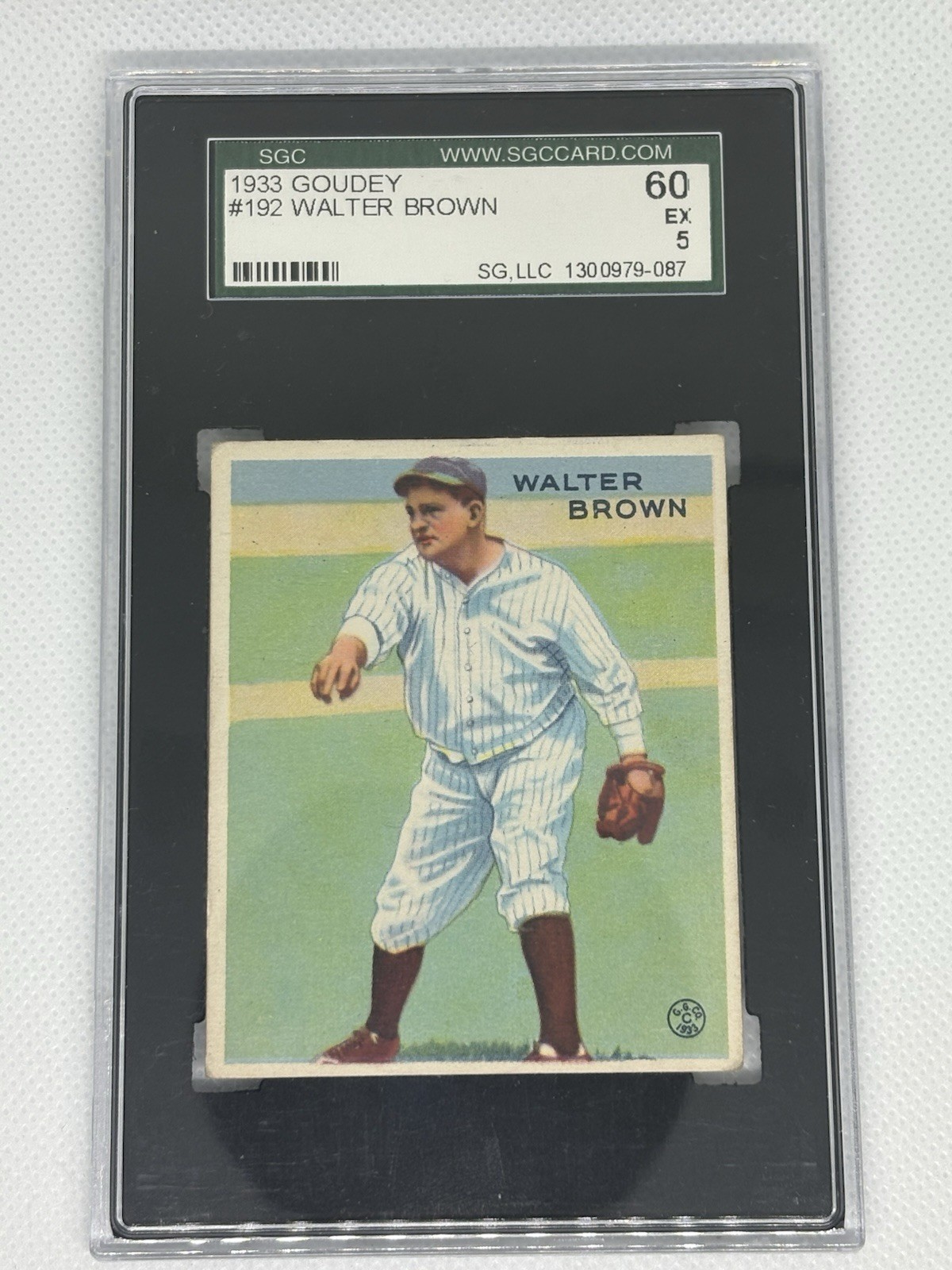 1933 Goudey #192 Walter Brown New York Yankees - SGC 5 EX