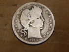 1911-D BARBER QUARTER 25C GREAT 90% SILVER COIN SEMI-KEY DATE LOW MINTAGE 933600