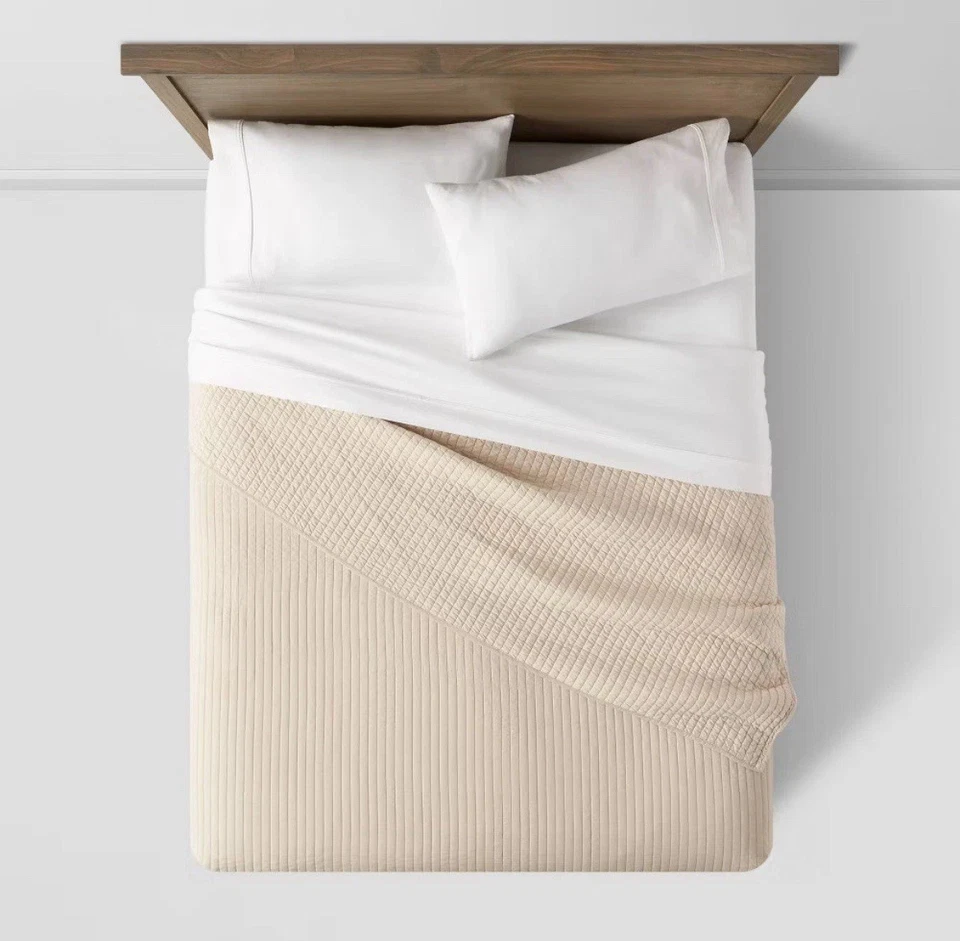 Edredón de satén de algodón lavado completo/queen caqui - Umbral diseñado 2025 nuevo Foto 4 de 4