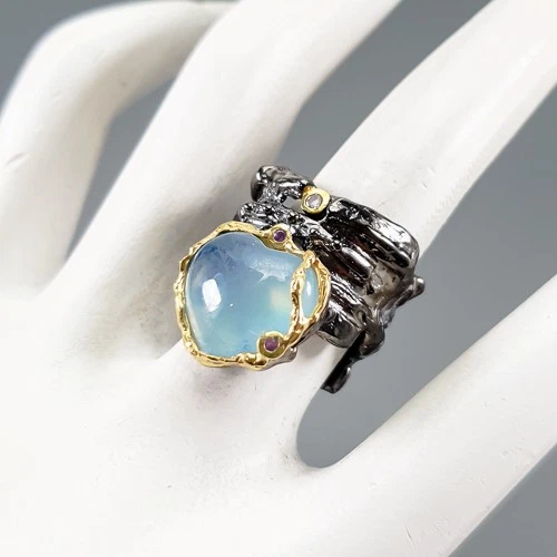 Gemstone 10 ct Natural Aquamarine Ring 925 Sterling Silver Size 7 /B-R4430 - Image 2 of 4