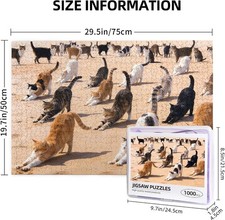 Stretching Cats 1000 Pc Wooden Jigsaw Puzzle, Brand New-Sealed Box