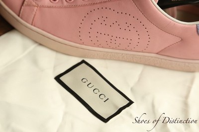Gucci Ace Rosa Lila Leder Brogue GG Schuhe Turnschuhe Sneaker Damen UK 4 US 7