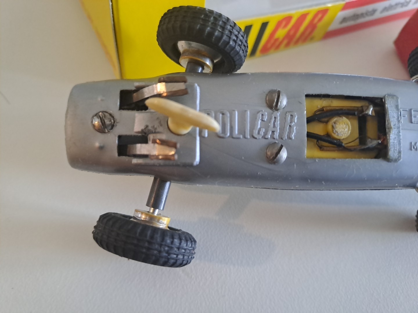 60s Ferrari F1 NEW Complete Policar Slot Car + 2 Sliding Contacts + WHEELS