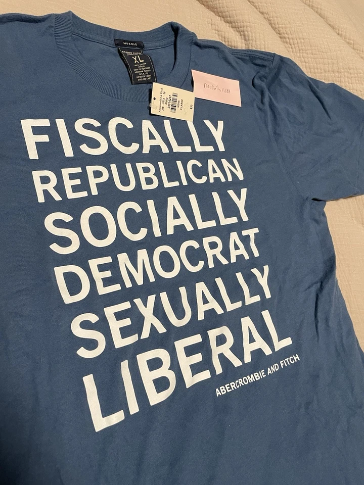 Camiseta De Colección Abercrombie & Fitch “Fiscally Republican…” Gráfica Y2K (RARA) XL Foto 3 de 4