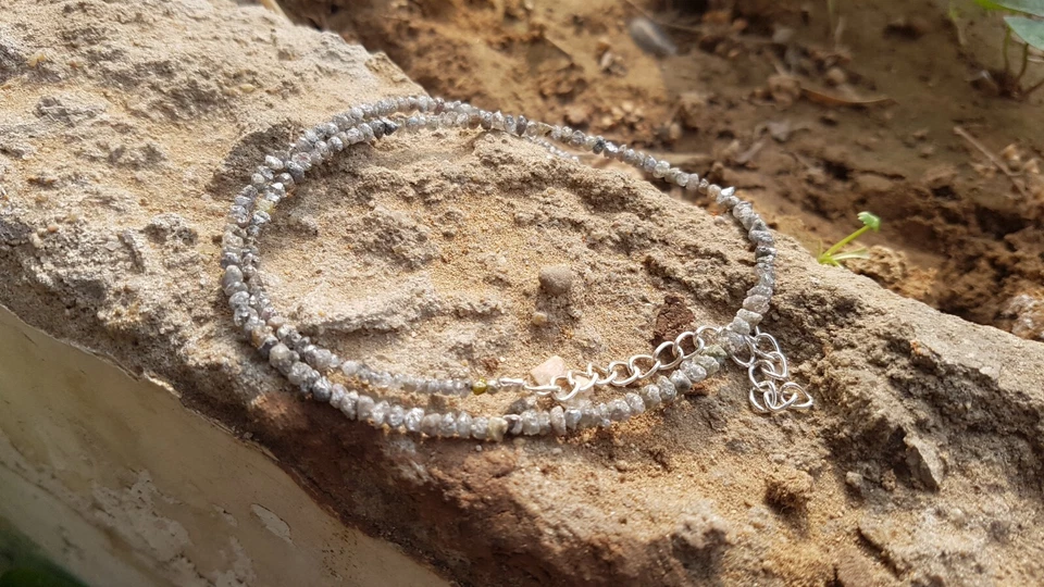 Collana in argento sterling 925 con pietre preziose con diamanti bianchi +... - Immagine 2 di 4