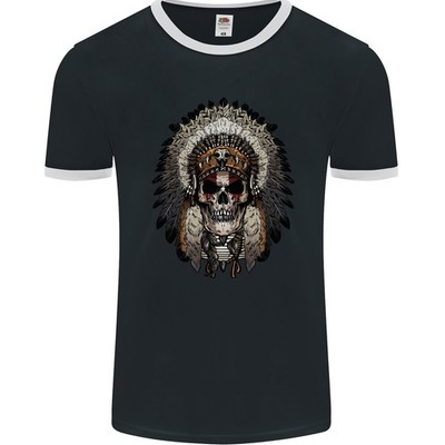 Native American Indian Schädel Kopfschmuck Herren Ringer T-Shirt FotL
