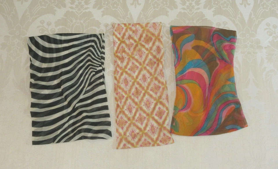 Lote de 3 piezas de bufanda infinita capucha cuello crepé rayón retro vintage años 70 Japón Foto 4 de 4