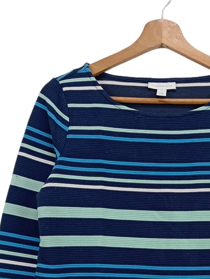 CHARTER CLUB Pull ras du cou Dames Pull T EU 36 bleu-turquoise-blanc - Photo 3/4