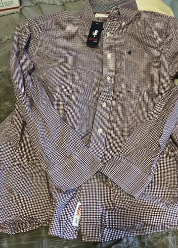 Stafford Prep Long Sleeve Button Down Shirt Men's Large Red Blue Check New - product listing photo
