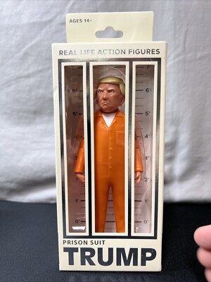 Donald Trump Inmate Prison Suit ''Lock Him Up'' Action Figure 2023-w/Middle Finger