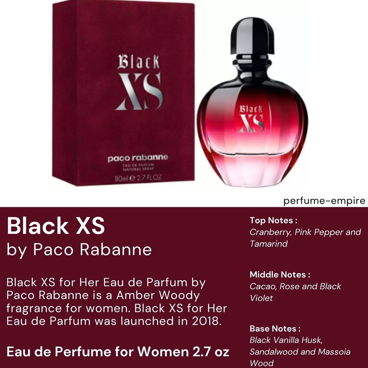 Black Xs Eau De Parfum Spray (New Packaging) By Paco Rabanne - 2.7 oz Black Xs Eau De Parfum Spray (New Packaging) By Paco Rabanne - 2.7 oz