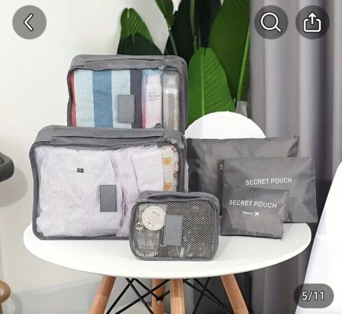 6 Pc Set Travel Packing Cubes Luggage & Laundry Organizer Choice Colors Storage