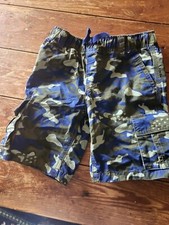 Gymboree size 6 boys green bright blue camo cargo shorts summer fall VGUC