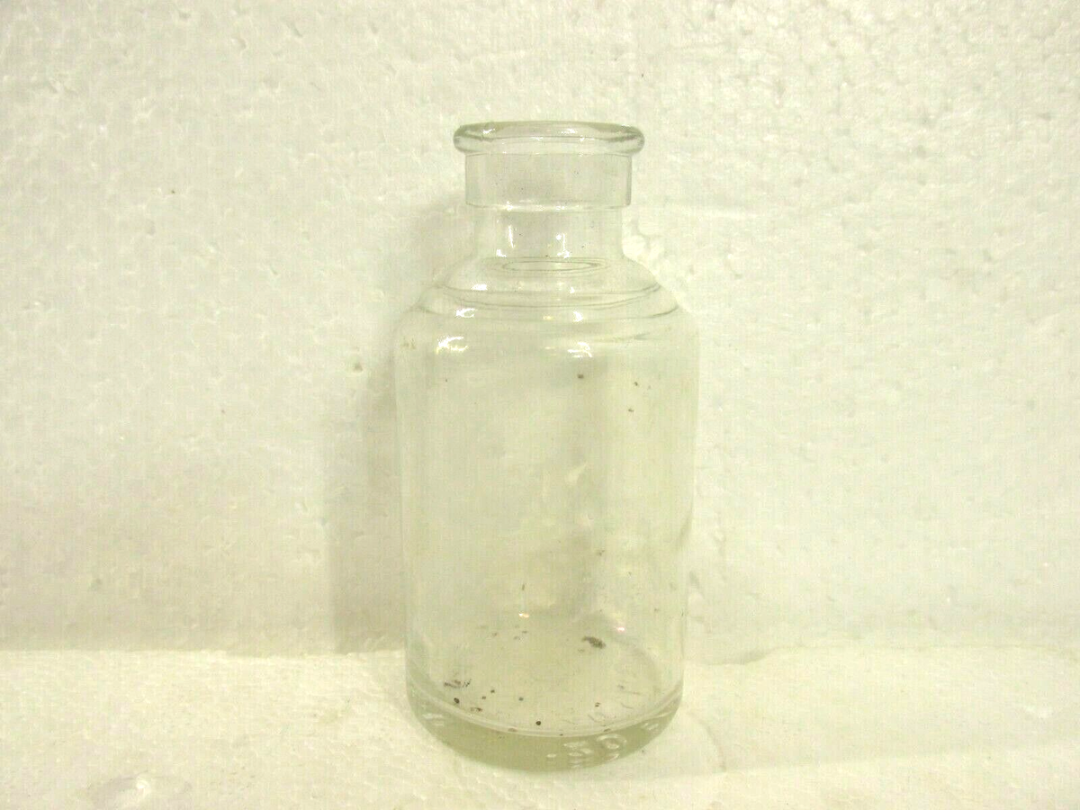 Vintage 2-1/2 Ounce Clear Round Glass Bottle Numbered On Bottom 9