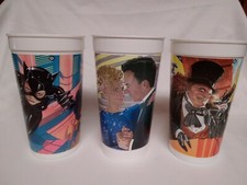  3 VTG MCDONALDS 1992 BATMAN RETURNS 32OZ PLASTIC CUPS PENQUIN, BATMAN,CATWOMAN