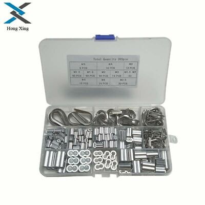 265Pcs 304 Stainless Steel Wire Rope Cable Thimbles Combo and Aluminum Crimping 