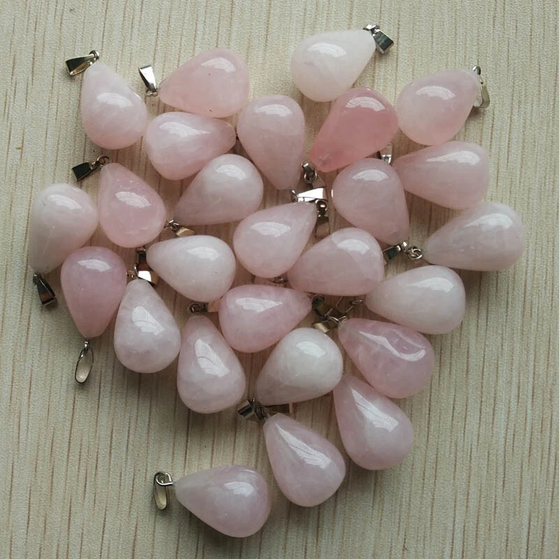 Натуральный розовый кварц камень падение подвески подвески 50шт/лот оптом - Изображение 2 из 3