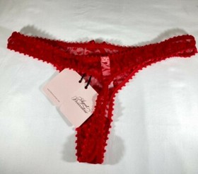 Agent Provocateur Fiby Love Mesh Heart Red Thong Size Small AP 2 8-10 BNWT