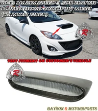Fits 10-13 MazdaSpeed 3 5dr (Hatchback) Raised Hood Scoop (Carbon) w/ Mesh