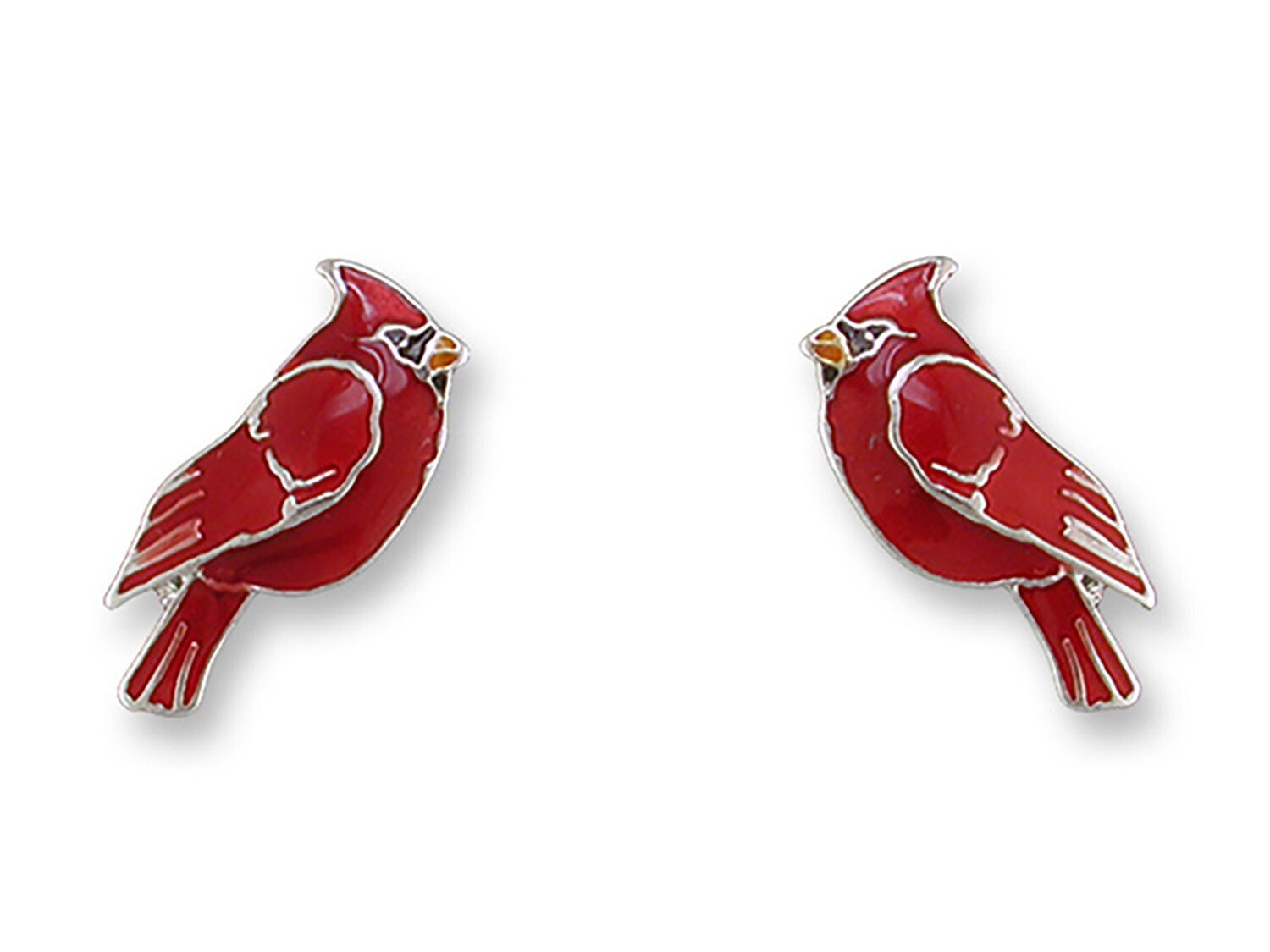 Серьги Marilyn Grame с красным кардинальным столбом, покрытые серебром
