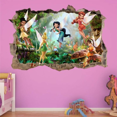 s65  Wandtattoo 120 cm Feen Elfen tinkerbell Loch STICKER 3D Wandaufkleber 