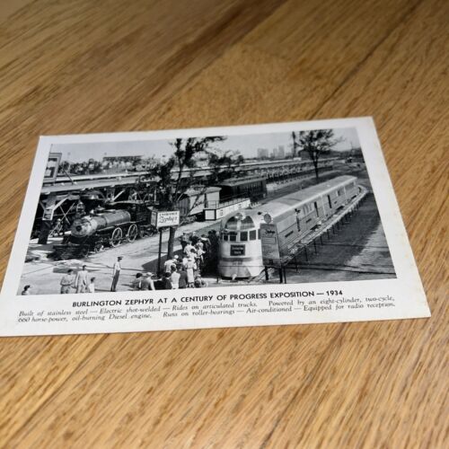 1933 Jahrhundert des Fortschritts - BURLINGTON ZEPHYR Faltbroschüre und Postkarte - Bild 10 von 11