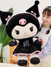 Cartoon Dark Kuromi Huge Plush Doll Bed Sofa Cushion Plush Doll Toy Plus Stuffed