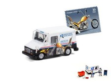 DIECAST CAR W/MAIL SERVICE FIGURINE SET USPS MAIL DELIVERY VEHICLE LLV 1/64