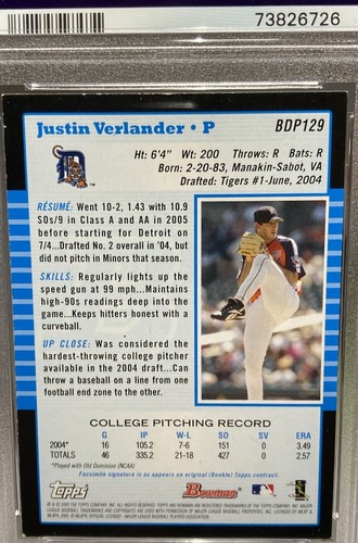 2005 Bowman Draft — Justin Verlander, Detroit Tigers — RC. ⚾️⚾️ - Picture 3 of 3