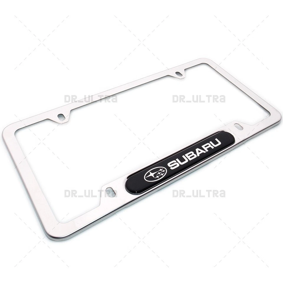 Subaru Front / Rear License Plate Frame Cover Stainless Steel Sport Chrome - Image 2 of 4