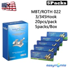 5PKs Orthodontic Dental Brackets Braces Mini MBT/ROTH 022 3/345Hooks MIM Base
