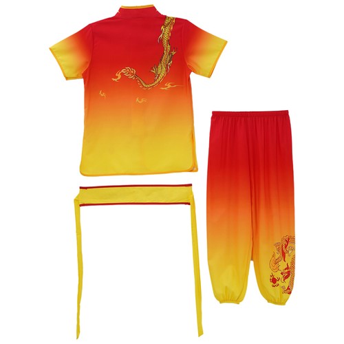 Unisex Kids Set Martial Outfit Kung Fu Suit Girls Stand Collar Print Costume - Picture 13 of 40