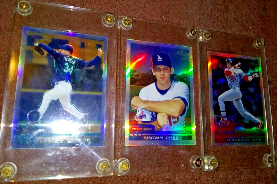 LOTE DE 3 REFRACTORES MLB CROMADOS TOPPS 2000: FUNDAS TATIS GREEN GARCIA 4 TORNILLOS 1/4" Foto 3 de 4