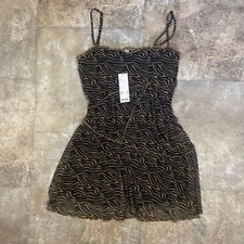 urban outfitters moxie mesh mini dress size large zebra stripe NWT