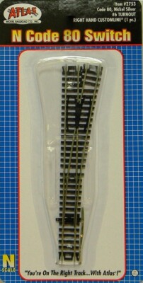 Atlas N Scale Code 80 Custom #6 Right-Hand Turnout/Switch Model Train Track