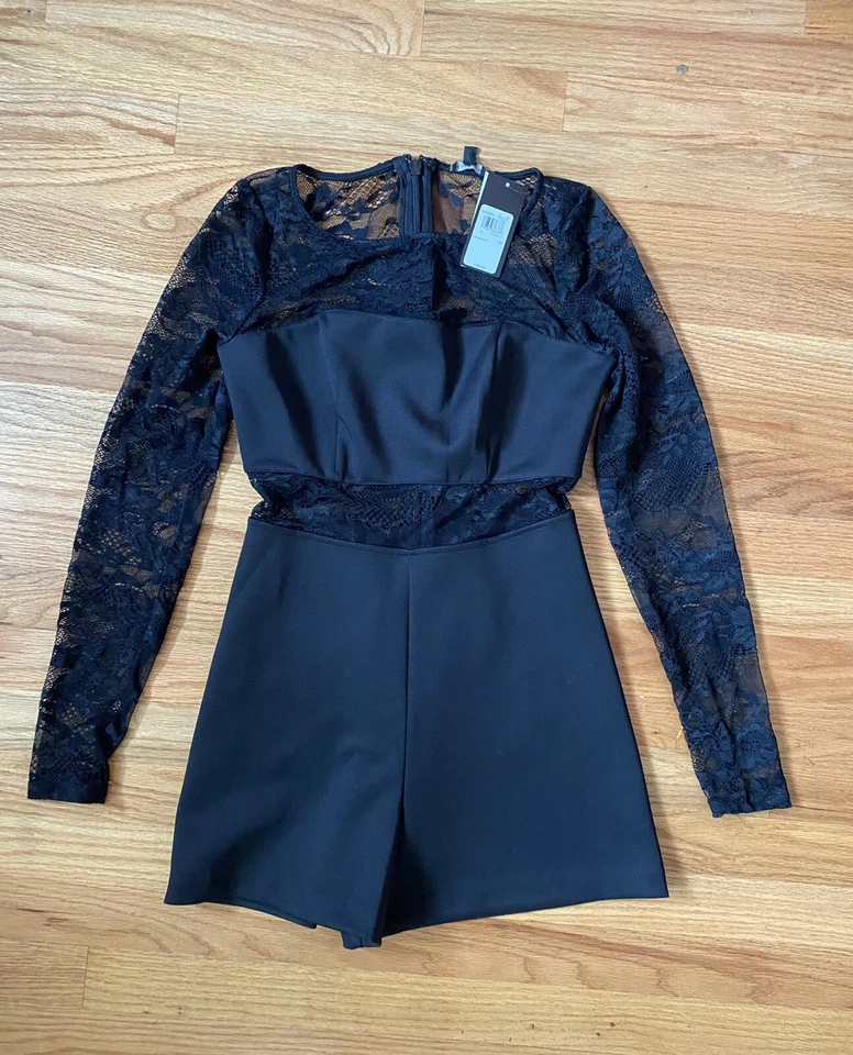 全新带标签 Guess Elyssa 黑色蕾丝连身裤 S — 第 2/4 张图片