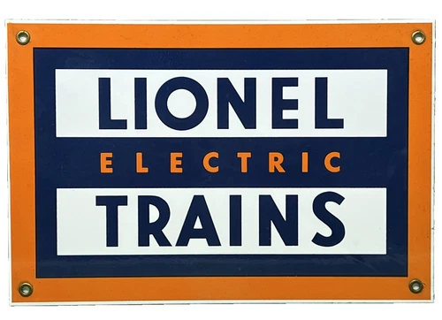 VINTAGE LIONEL ELECTRIC TRAINS PORCELAIN SIGN METAL GAS OIL STEEL U.S.A. STATION