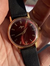 LUCH (Poljot) De Luxe 35mm | quadrante cardinale bordeaux | revisionato | vintage anni 70