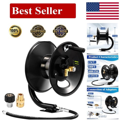 #ad Swivel Arm 100ft Pressure Washer Hose Reel Secure Manual Storage Solution $195.54