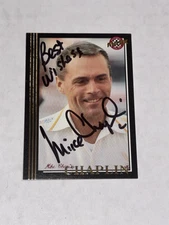 Mike Chaplin 1992 BLK MAXX 210 VINTAGE NASCAR FLAG MAN OFFICIAL autographed card