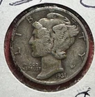 1931S US Mercury SILVER Dime "San Francisco" Mint! VF Details! Lower Mintage!