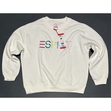 Esprit Costco Crewneck Sweatshirt Womens Sz M Cream Ivory Retro Logo NWT