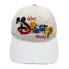 Vintage Disney Hat Cap SnapBack White Walt World Mickey Mouse Pooh 3D Spellout