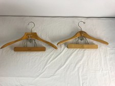 2 vintage Setwell Wood Suit Hangers with Swivel Hooks  Pant Clamps