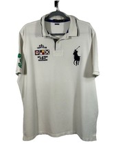 POLO RALPH LAUREN Polo Shirt Men s L Big Pony White Yacht Club Nautical Preppy