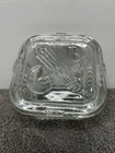 Vintage Federal Glass Ribbed Clear Refrigerator Dish with Veggie Design Lid