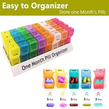 CAidRE Monthly Pill Organizer 2 Times a Day, 30 Day One Month Pill Box AM/PM,...